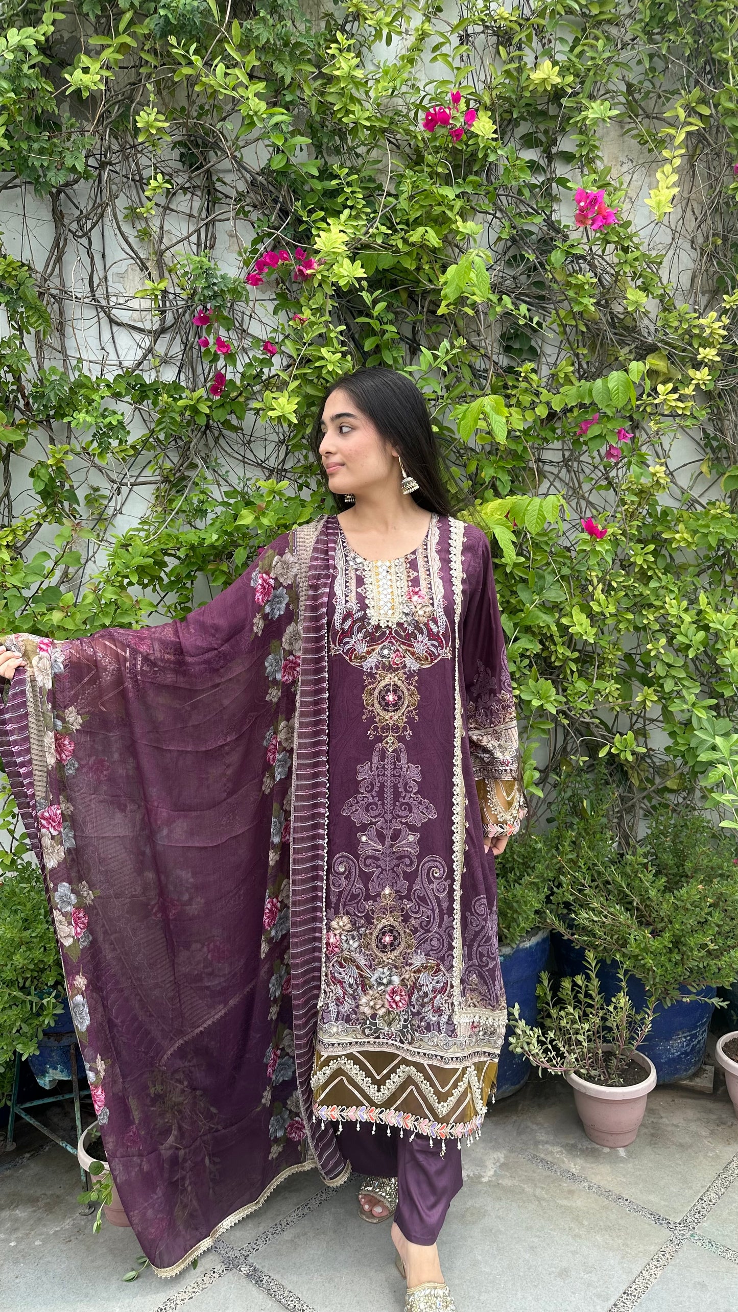 RAYON ZARI DARK PURPLE SET