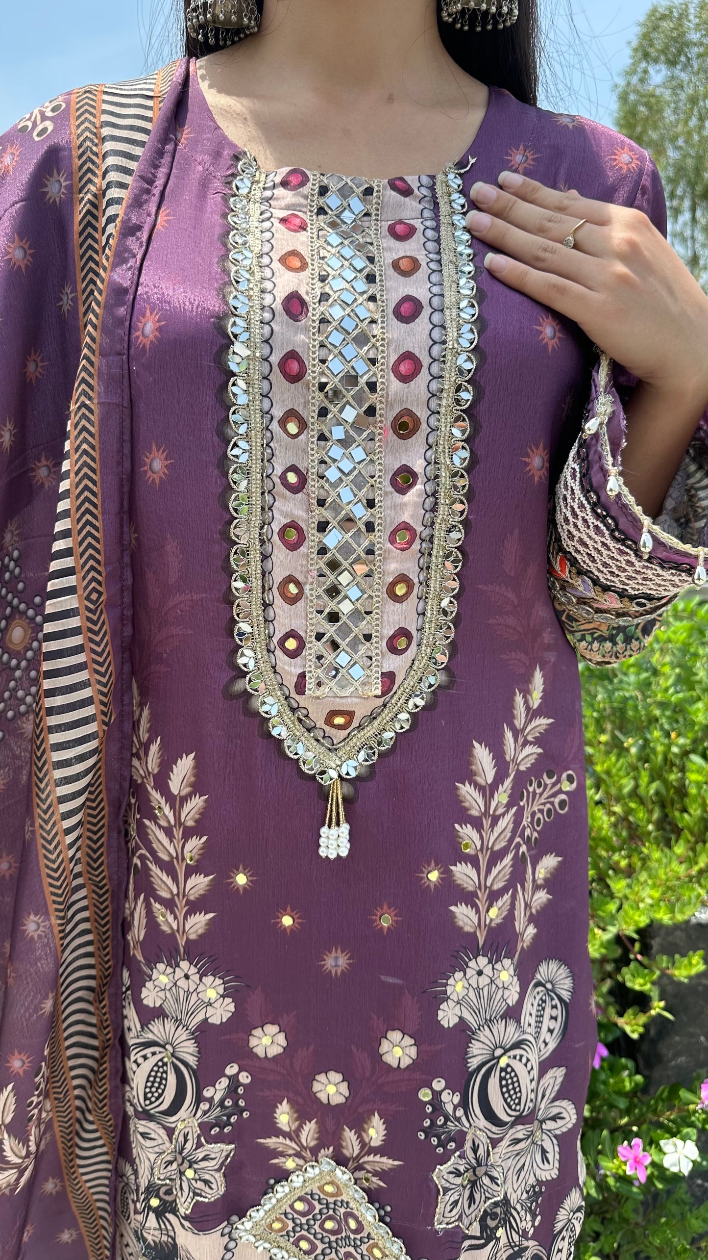 MUSLIN LONG PURPLE SET