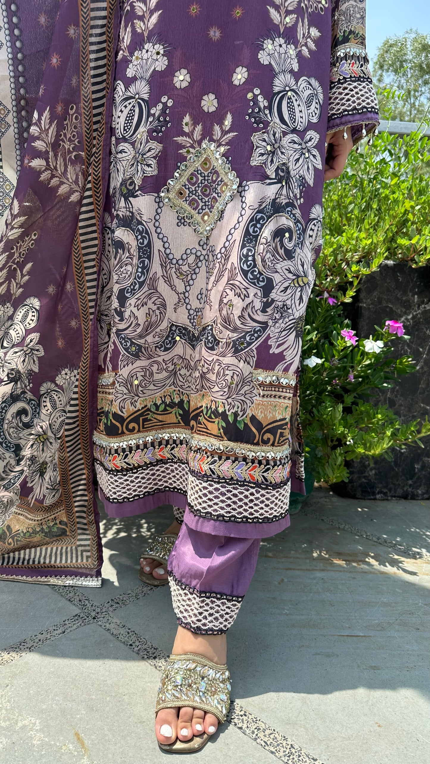 MUSLIN LONG PURPLE SET