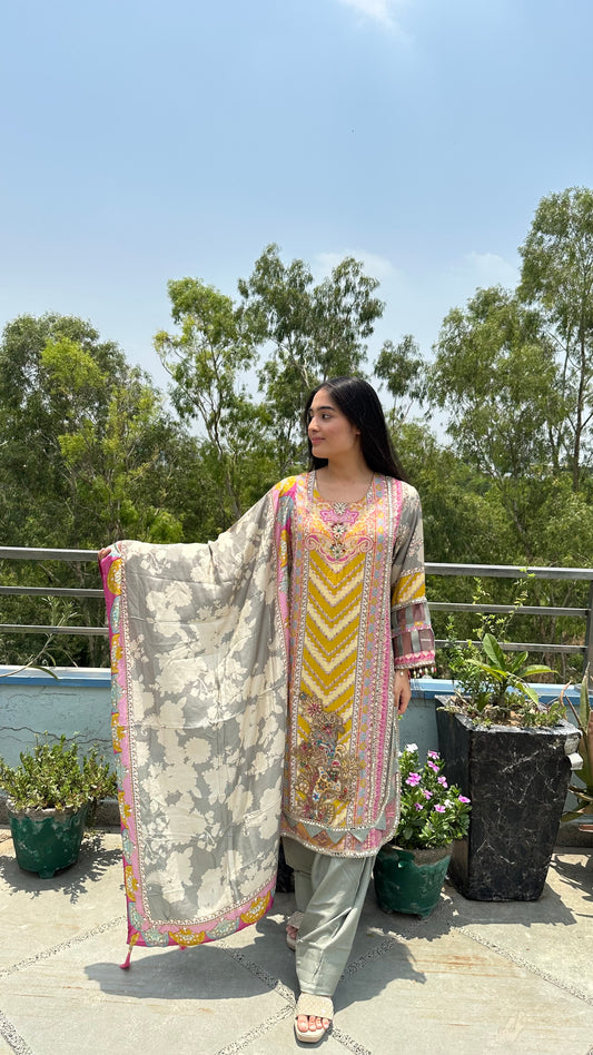 MUSLIN YELLOW GREY SET