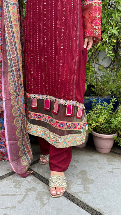 PURE COTTON RED LONG SET