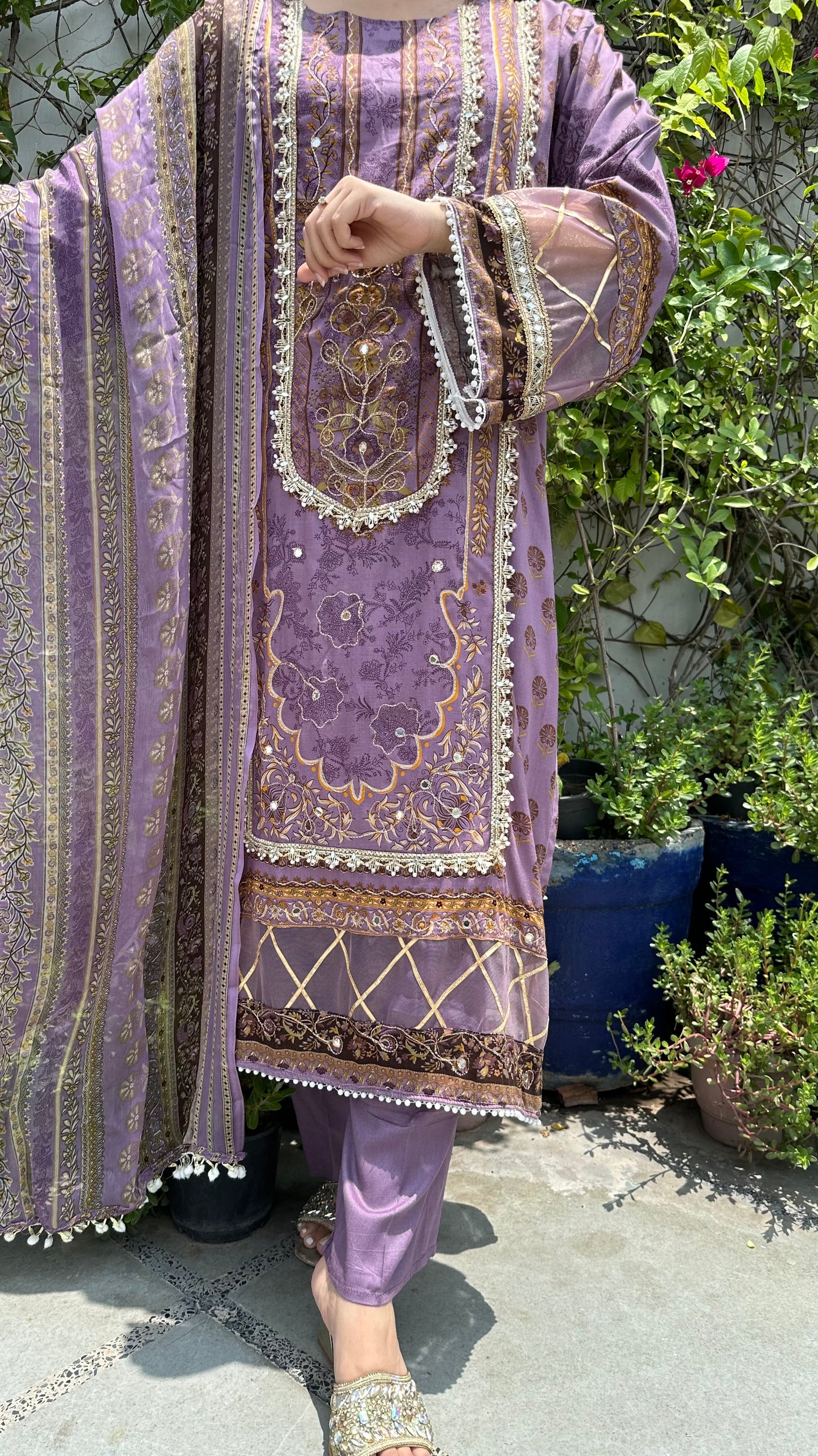 RAYON ZARI LILAC SET