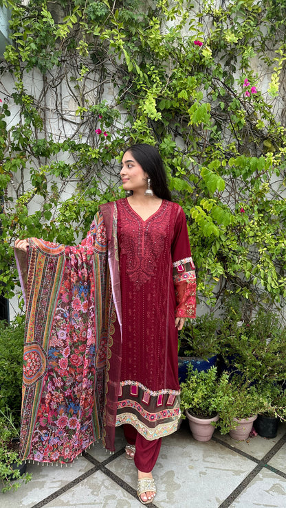 PURE COTTON RED LONG SET
