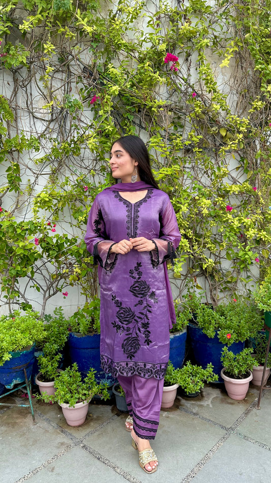 HAND EMBROIDERED ORGANZA SHIMMER SET
