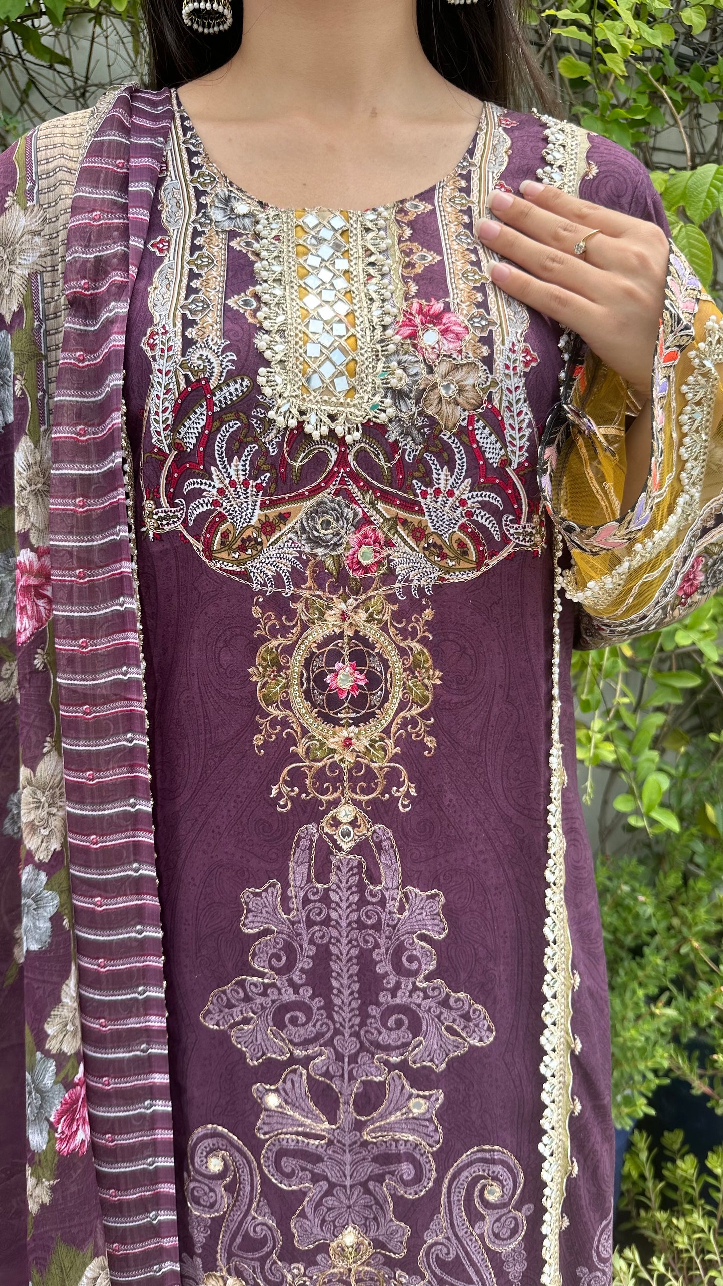 RAYON ZARI DARK PURPLE SET