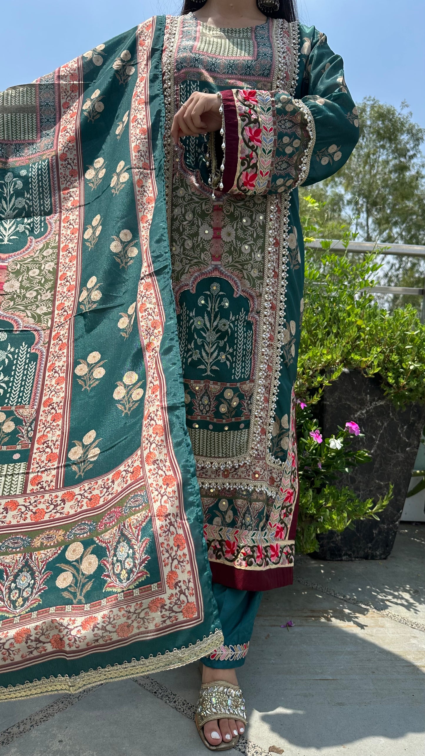 MUSLIN LONG TEAL SET