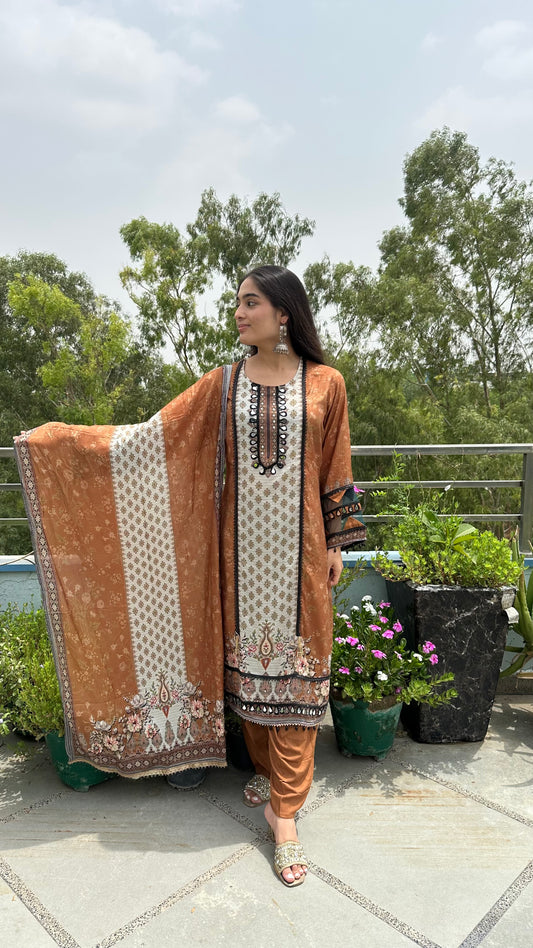 MUSLIN CREAM GOLDEN SET