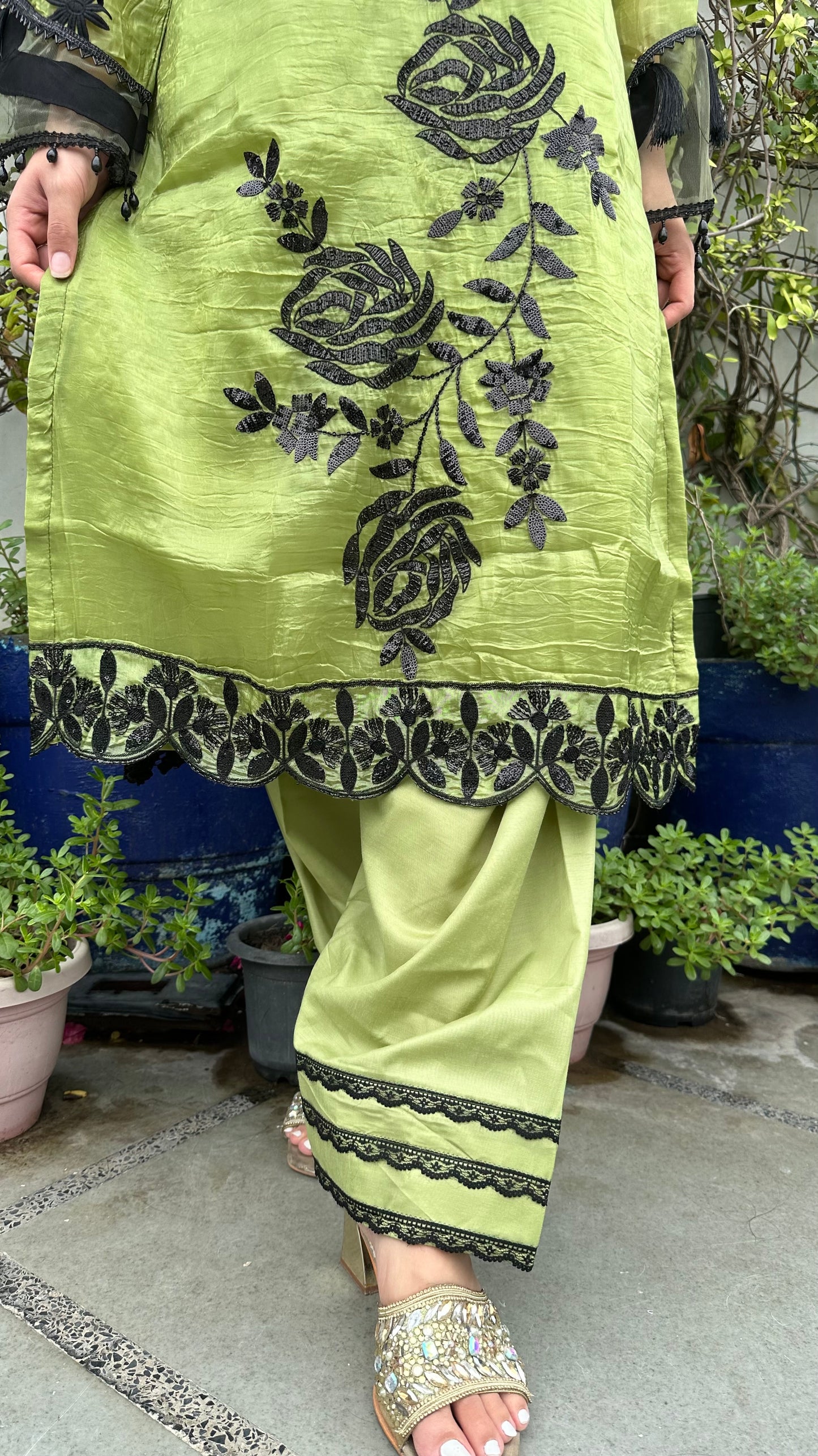 HAND EMBROIDERED SHIMMER ORGANZA SET