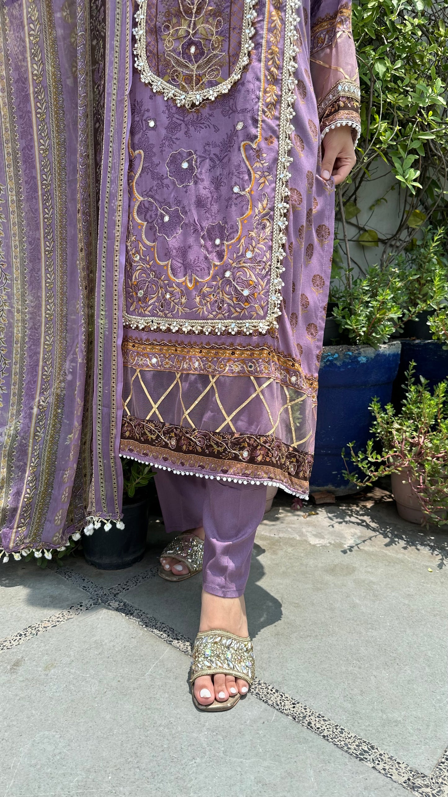 RAYON ZARI LILAC SET