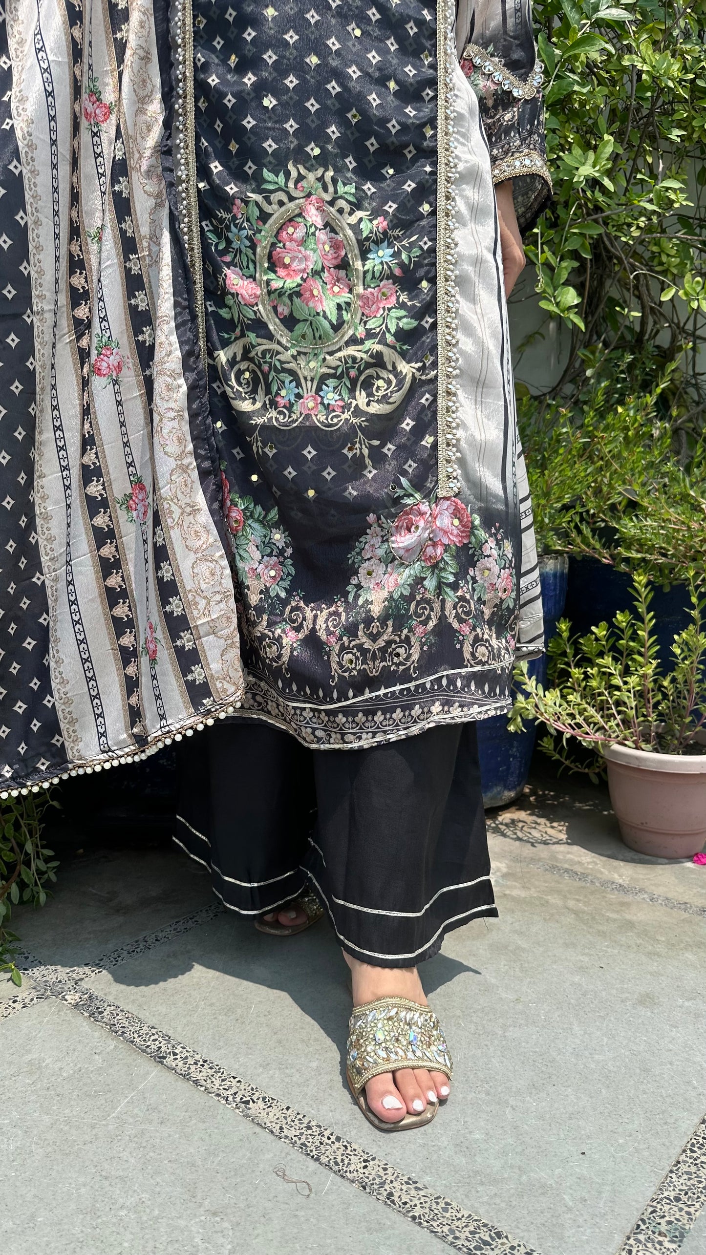 MUSLIN A-LINE BLACK SET