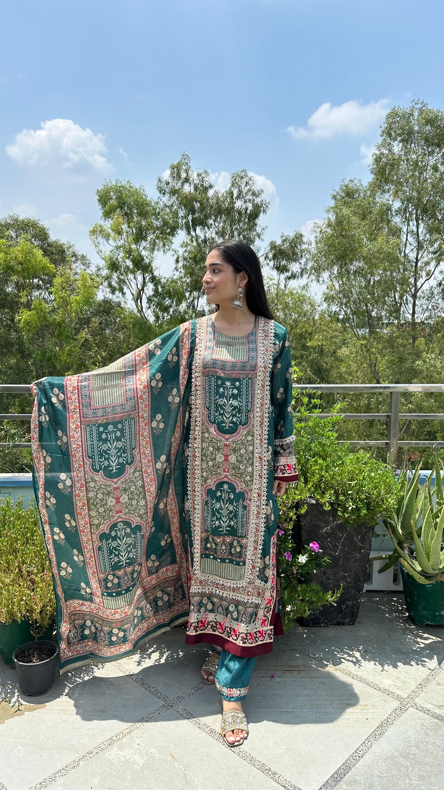MUSLIN LONG TEAL SET