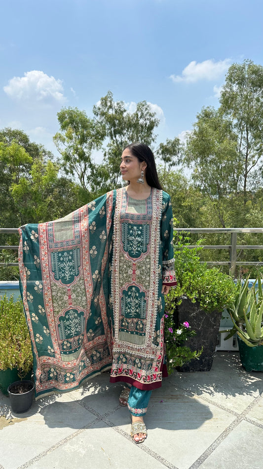MUSLIN LONG TEAL SET