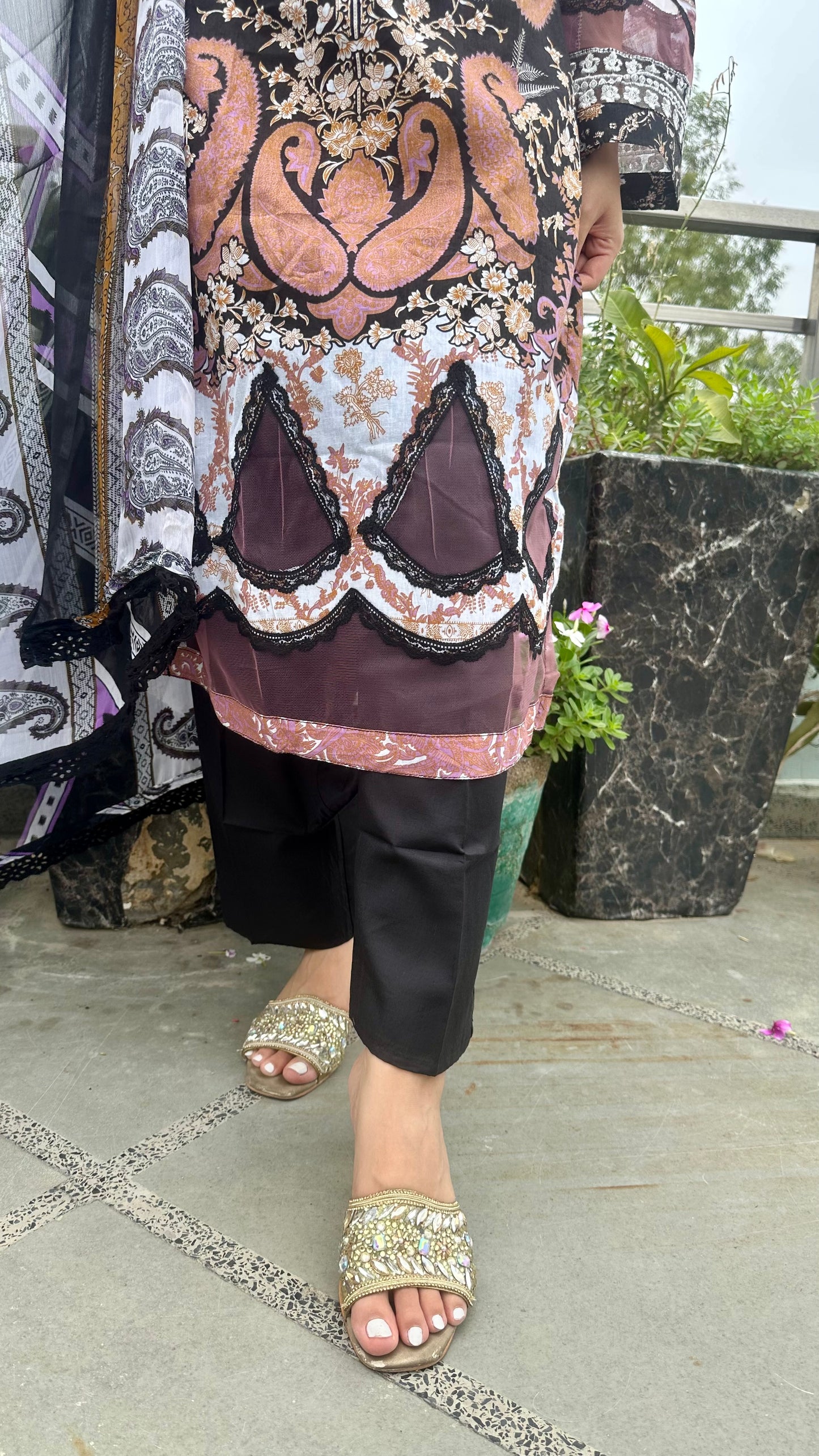 PURE COTTON BLACK MULTI