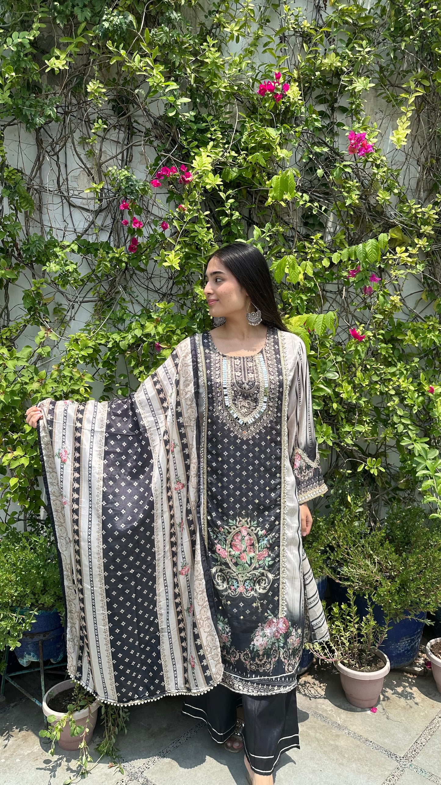 MUSLIN A-LINE BLACK SET