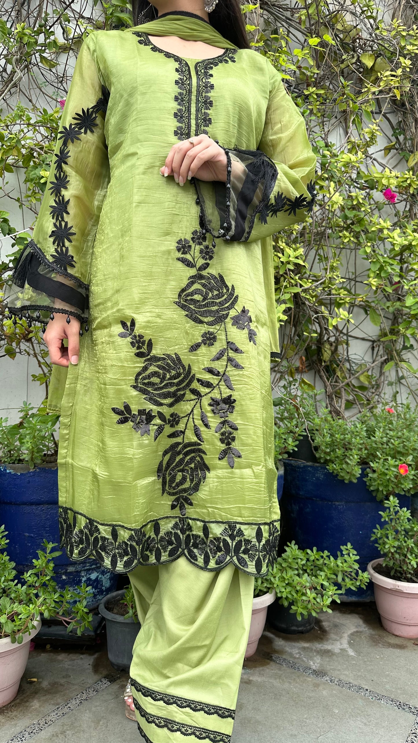 HAND EMBROIDERED SHIMMER ORGANZA SET