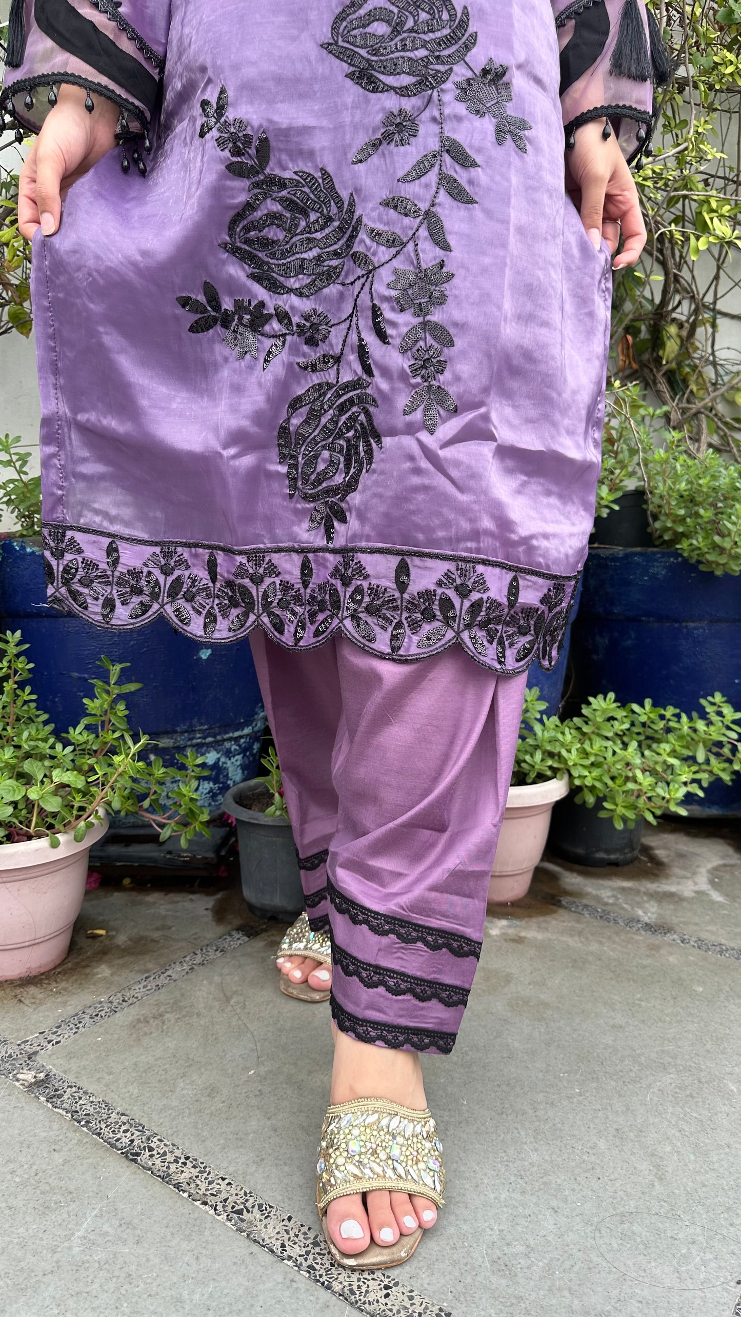 HAND EMBROIDERED ORGANZA SHIMMER SET