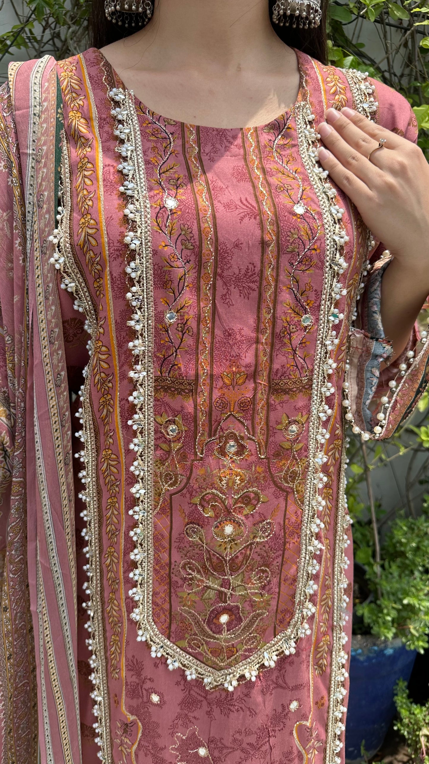 RAYON ZARI PINK SET