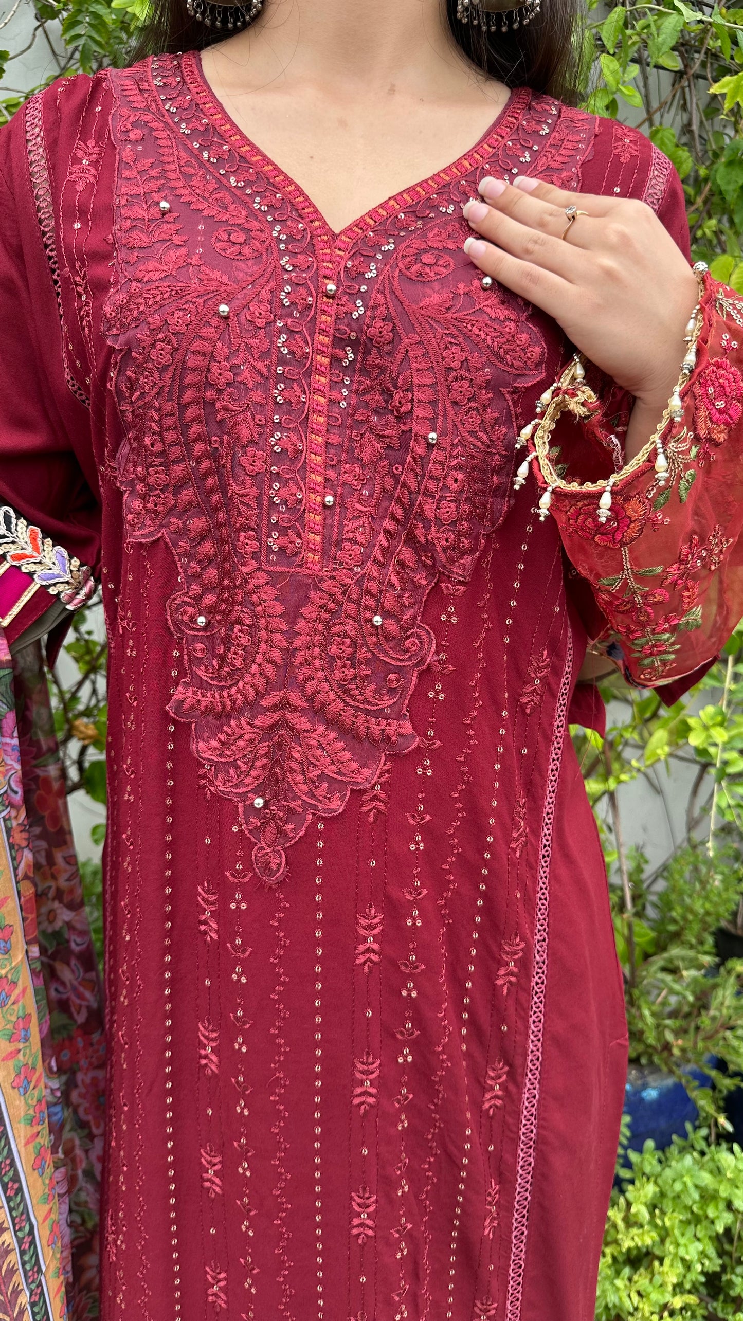 PURE COTTON RED LONG SET