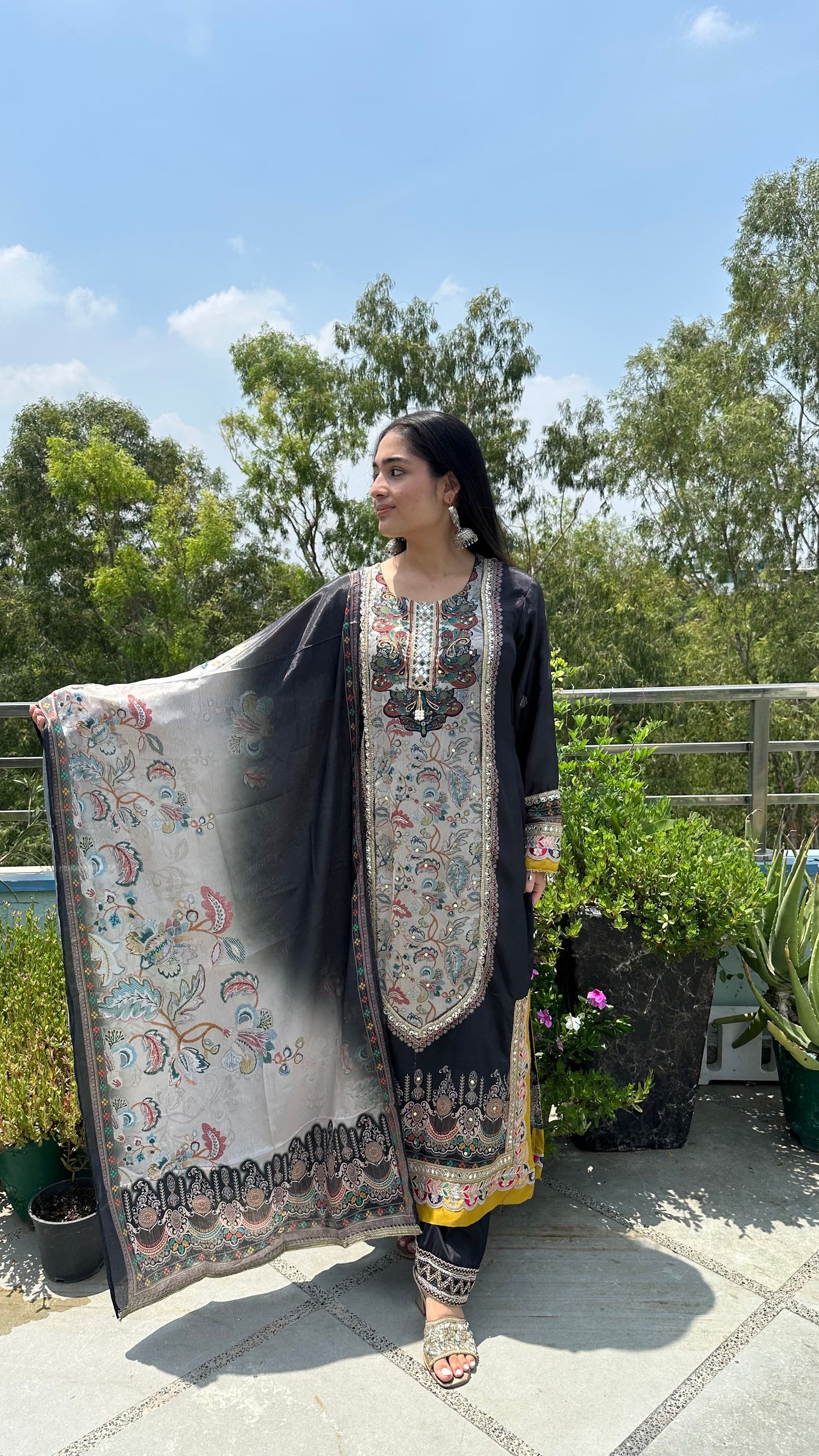 MUSLIN LONG BLACK SET