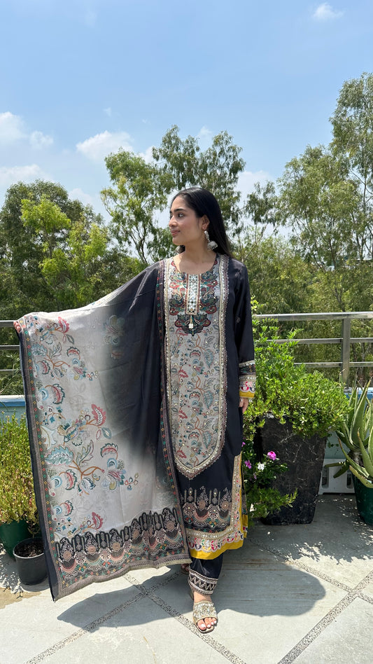 MUSLIN LONG BLACK SET