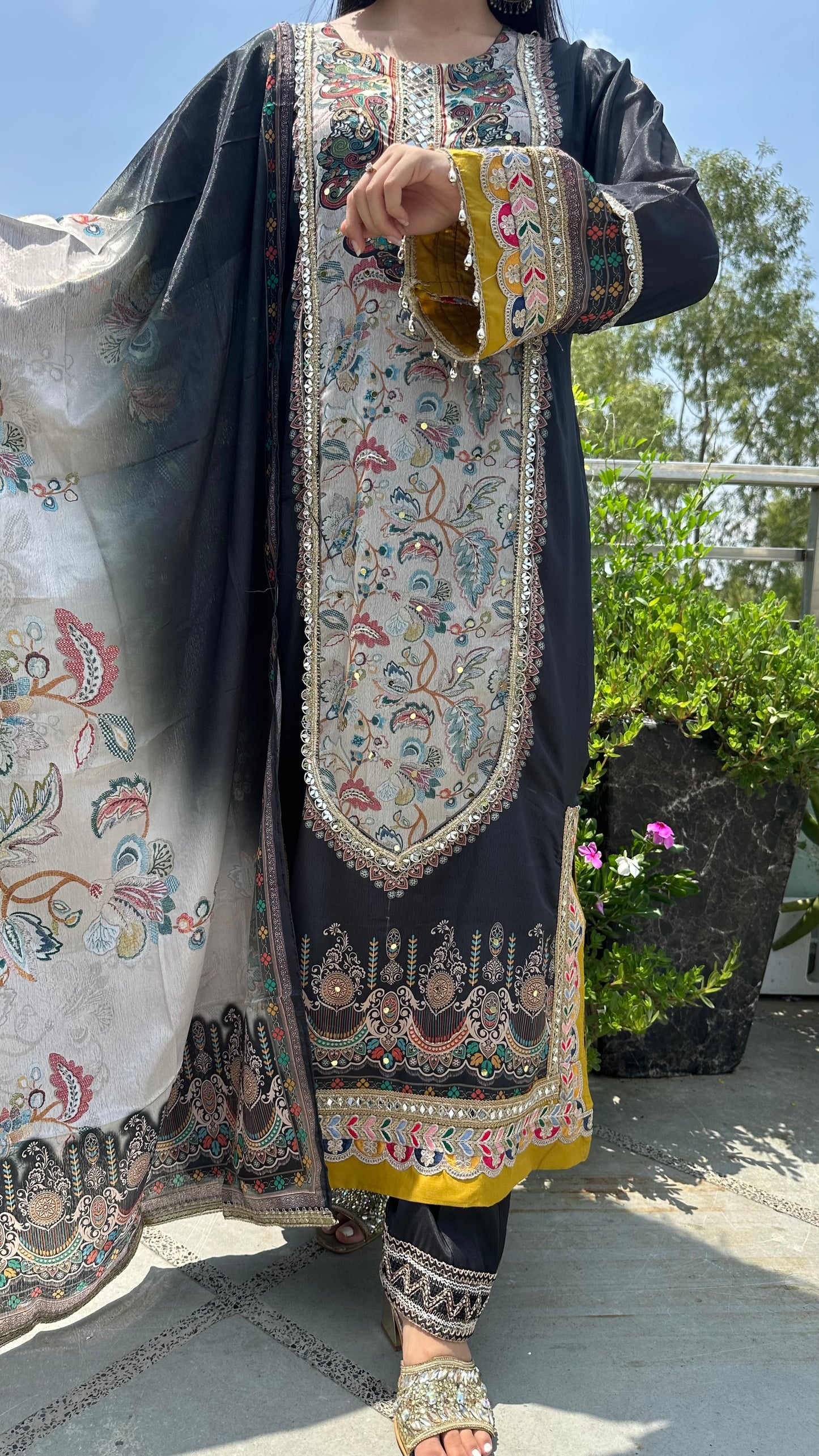MUSLIN LONG BLACK SET