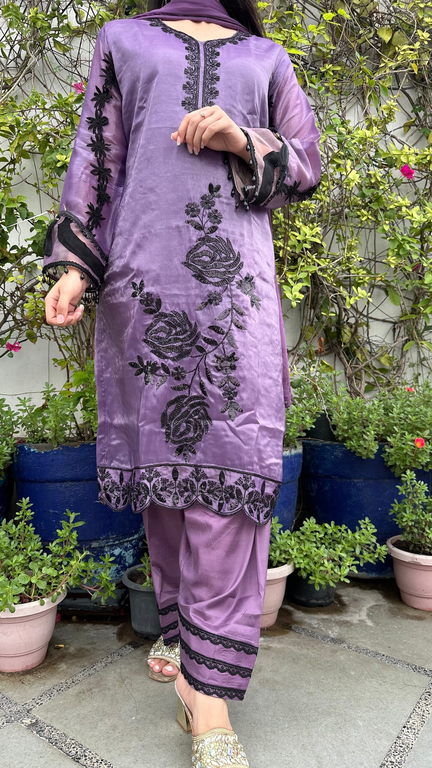 HAND EMBROIDERED ORGANZA SHIMMER SET