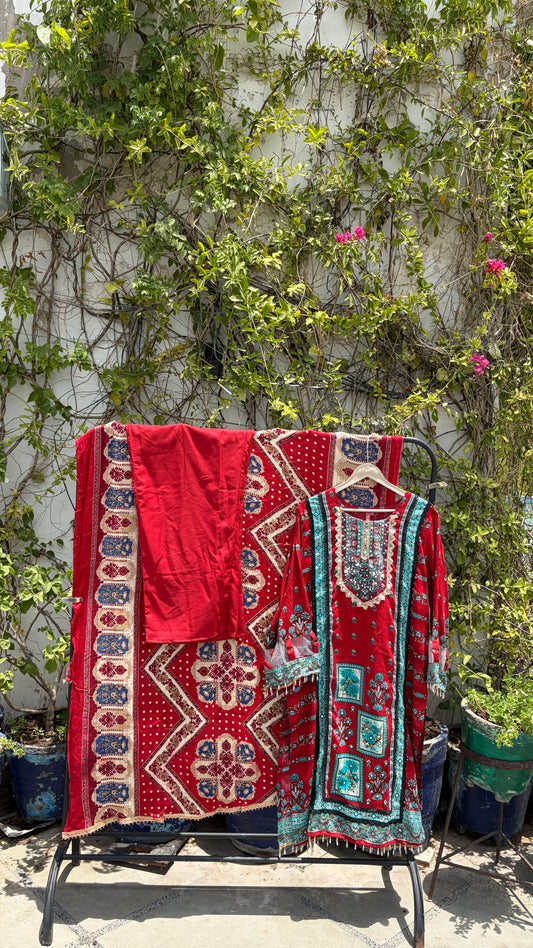 RAYON LACE WORK SET